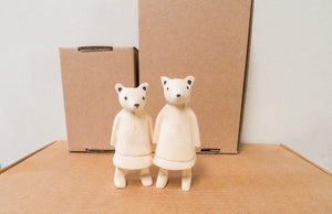 Hand carved mini girl bears